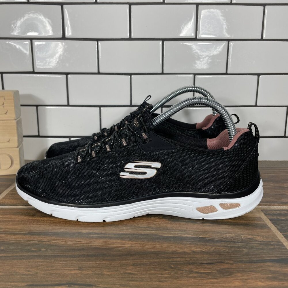 Skechers Empire D Lux Spotted Shoes Womens Size 8.5 Black Leopard Print Sneakers